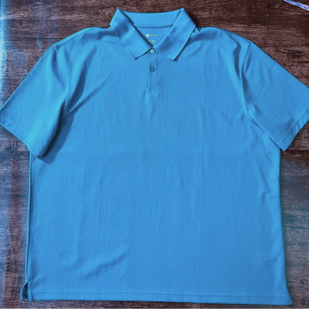 Haggar Clothing Cool 18 Performance Waffle Textured Teal Polo shirt